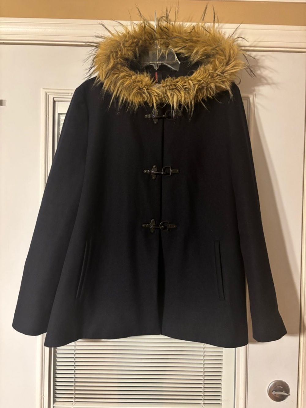 Tommy Hilfiger Wool Coat with Faux Fur Trim